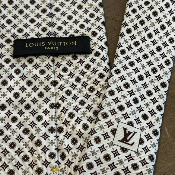 LOUIS VUITTON Monogram Dots On Eclipse Auth Men's Silk Necktie Made In Italy EUC - Picture 1 of 4